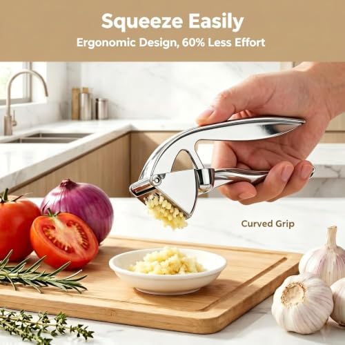 Professional Garlic Press Mincer Crusher Built-in Cherry Pitter