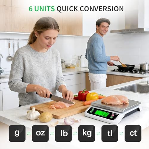 Large Digital Kitchen Scale 40kg/88lbs with Tare and PCS Funtion