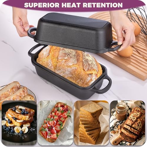 Cast Iron Loaf Pan with Lid 9x5 Inch,Sourdough Pan
