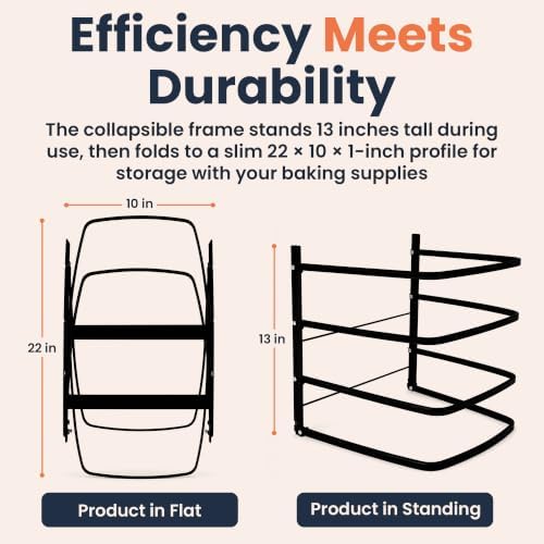 Linden Sweden Metal Baker’s Cooling Rack - Cooling Racks for Cooking and Baking - Storage for Craft and Baking Supplies - Collapsible Racks for Pizza Stones, Cookie Sheets, Pans - 22x 10x 1 Inches