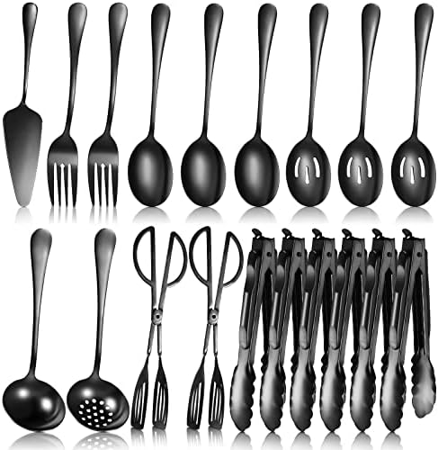 19 Pcs Halloween Serving Utensils Set, Black
