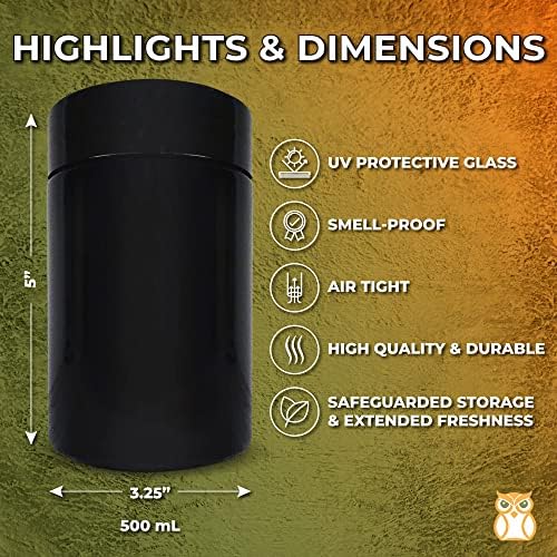 Treehouse Smell Proof Container (500mL) for Herbs, Spices, Coffee, Teas & More - Plus x2 Resealable Smell Proof Bags