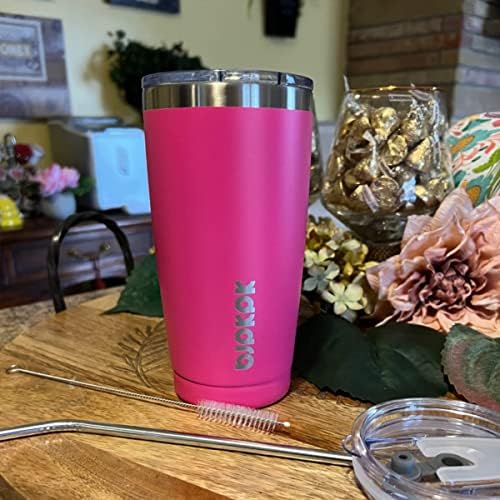 BJPKPK 20oz Coffee Tumbler with Lid & Straw, Insulated Stainless Steel Mug
