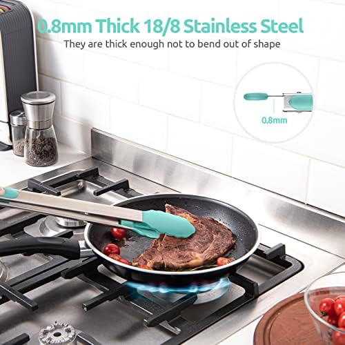 U-Taste Kitchen Tong for Cooking, 480ºF Heat-Resistant Tps, 16in/Aqua Sky