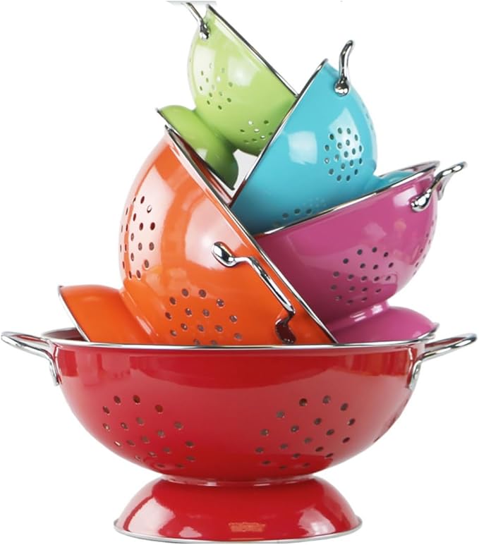 Calypso Basics by Reston Lloyd Powder Coated Enameled Colander, 5 Quart, Red