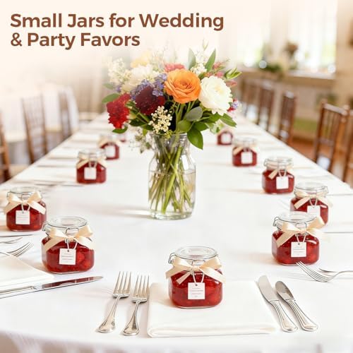ComSaf Square Glass Food Jars 17 oz 6 Pack for Pickling and Herbs Storage