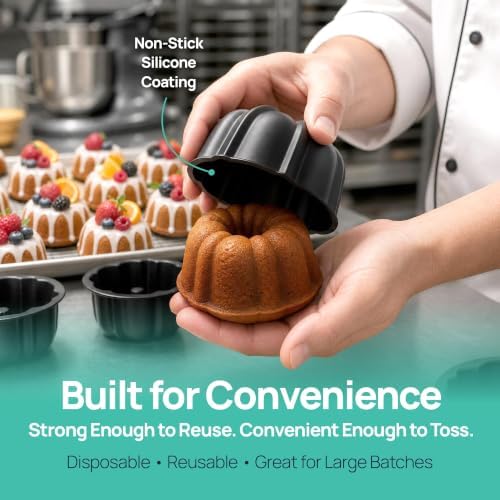 O'CREME Mini Silicone Cake Pan Non-Stick Baking Mold 10 Pack