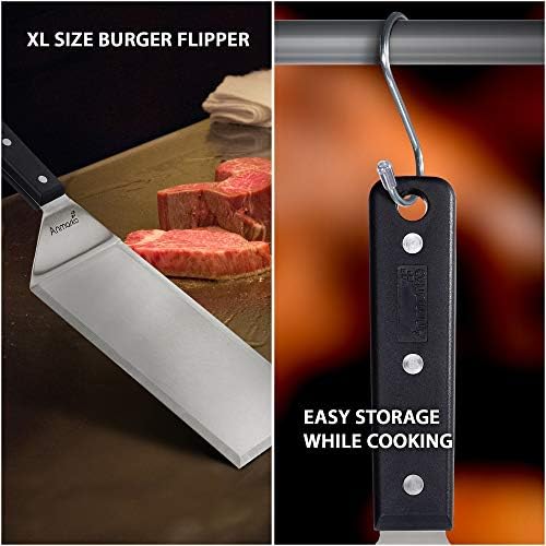 Turner 4x8 Stainless Steel Metal Griddle Spatula - Griddle Accessories 4 x 8 in Hamburger Turner Scraper - Pancake Flipper - Great for BBQ Grill and Flat Top Griddle - Commercial Grade