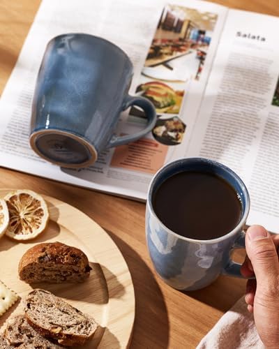 famiware Aurora Coffee Mugs, 14oz Mug Set of 6, Stoneware Cup with Handle