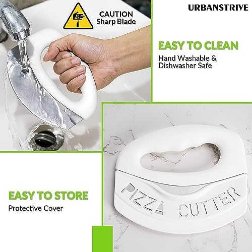 Pizza Cutter with Blade Cover Stainless Steel Upgraded Sharper Blade White