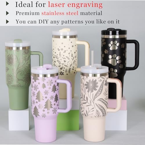 4 Pack 40 Oz Tumbler with Handle Bulk, Double Wall Vacuum Insulated Stainless Steel Tumbler with Lid and Straw, 40 oz cup with Silicone Spill Proof Stopper Set (Black)