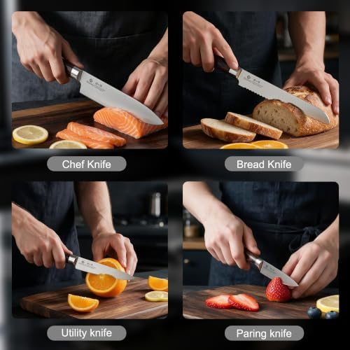 imarku 18-Piece Japanese Santoku Stainless Steel Knife Set with Block