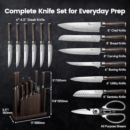 SYOKAMI 15-Piece Kitchen Knife Set with Magnetic Block, New for 2026
