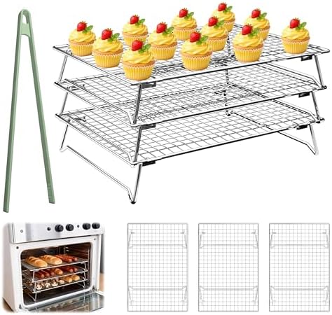 3-Tier Cooling Racks for Baking, 304 Stainless Steel, 13"x9"x2.17"