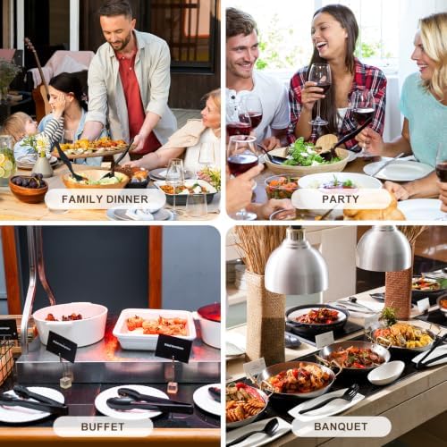 Mwellewm Plastic Serving Utensils Set Disposable Tongs Spoons for Buffet