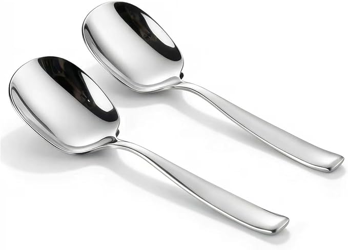 Premium 316L Stainless Steel Serving Spoons，Buffet Dinner Restaurant Serving Utensils, Catering Set for Party Banquet,9.5"L x 2.8"W
