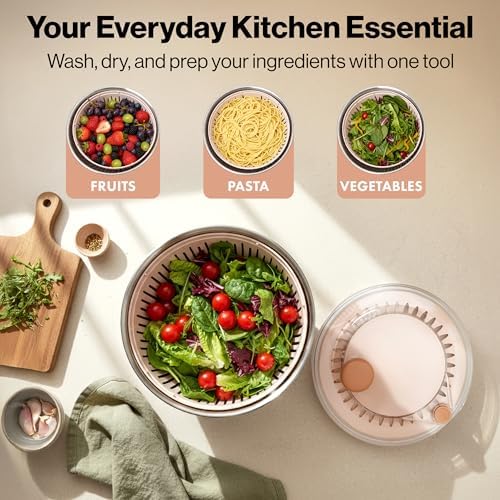 EDELHAUS Salad Spinner Stainless Steel - Lettuce Fruit Vegetable Washer