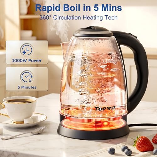 TOPWIT 2.0L Stainless Steel Electric Kettle, Rapid Boiling Hot Water Kettle