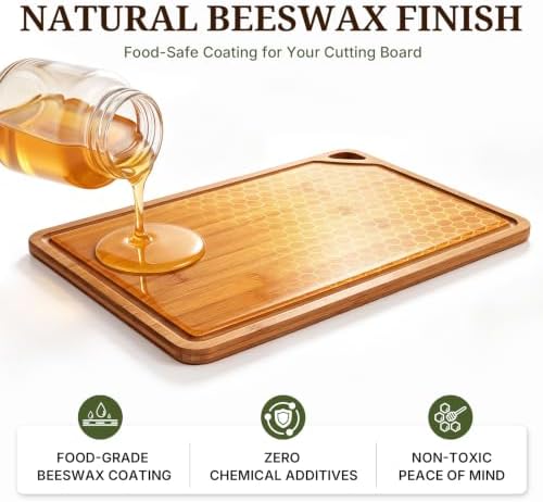 GASHELL Bamboo Cutting Board Set with Beeswax Coating for Kitchen(S+M+L+XL)