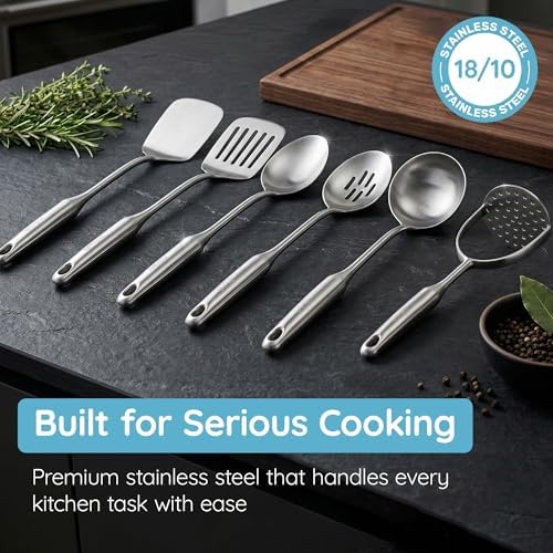 Millvado Potato Masher Stainless Steel, Best Mashed Potatoes Masher Kitchen Tool, Potato Smasher For Potatoe, Avocado, Sweet Potato, Beans, Large Heavy Duty Metal Mashing Utensil, 12.5 Inch