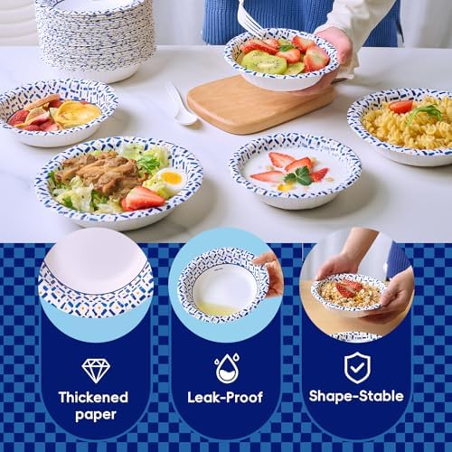JOLLY CHEF 12 oz Paper Bowls 200 Count, Small Heavy Duty Soak-Proof
