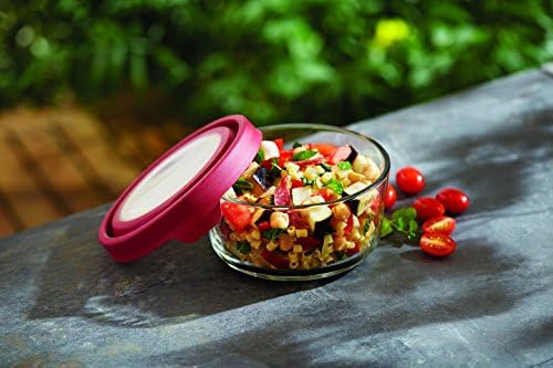 Anchor Hocking 4-Cup Round Food Storage Containers with Red TrueSeal Airtight Lids, Set of 4