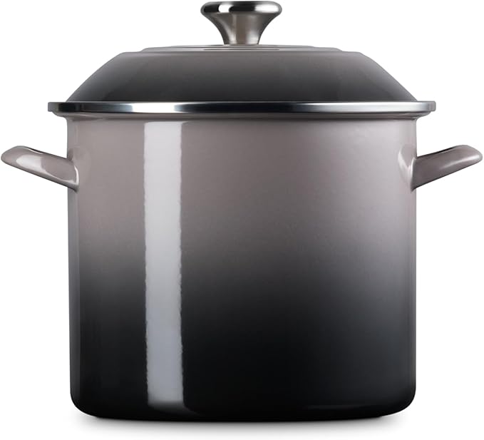 Le Creuset Enamel on Steel Traditional Stockpot, 10 qt., Oyster with Stainless Steel Knob