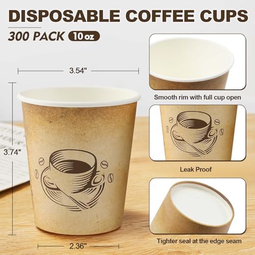 Clawsoff 200 Pack 10 oz Coffee Cups Disposable Paper Cups