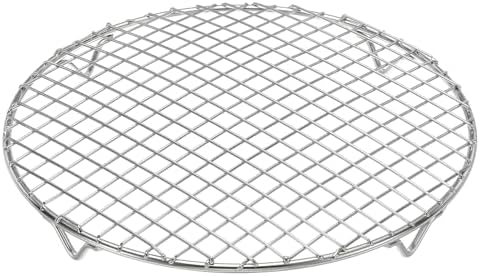 uxcell Round Cooking Rack 9.8 Inch Dia Stainless Steel Wire Cooling Steamer Rack for Baking Canning Cooking Roasting Cooling Grilling Drying, Silver