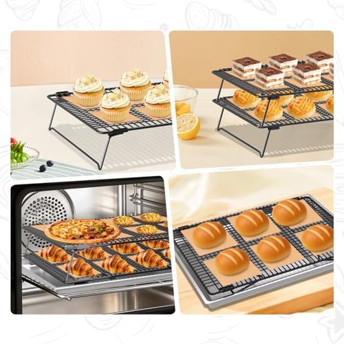 3-Tier Cooling Racks for Cooking and Baking, 17"x11" Heavy Duty