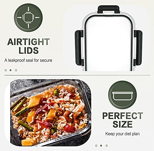 KOMUEE 10 Packs 30 oz Glass Meal Prep Containers with Lids