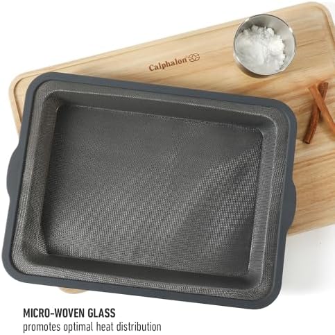 Calphalon Omni 12 x 8.5-Inch Bake Pan with GlassFlex Technology, Flexible Silicone & Micro-Woven Glass Core for Ultra Airflow & Even Baking, Grey