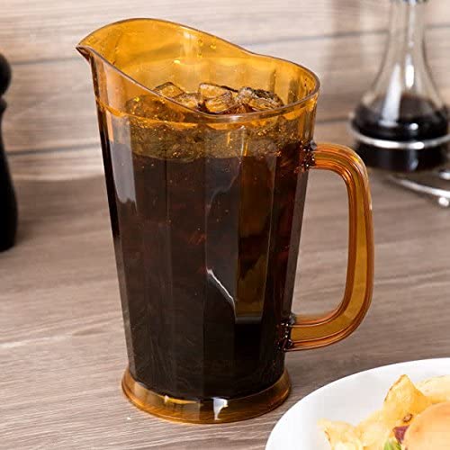 60 oz. Amber Plastic Pitcher, Dishwasher Safe, Break Resistant, for Indoor and Outdoor Entertaining, by G.E.T. P-1064-1-A (Pack of 12)