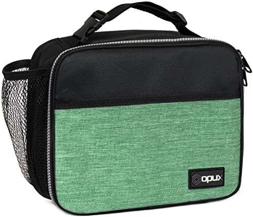 opux Insulated Lunch Bag for Kids, Reusable Lunch Box for School, Green