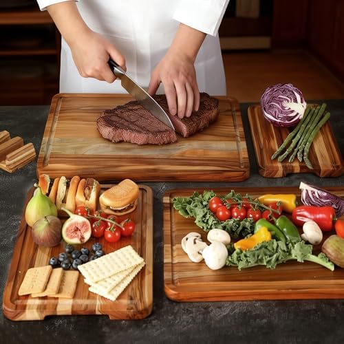 4 Pack Teak Cutting Board Wood Wooden Cutting Boards For Kitchen