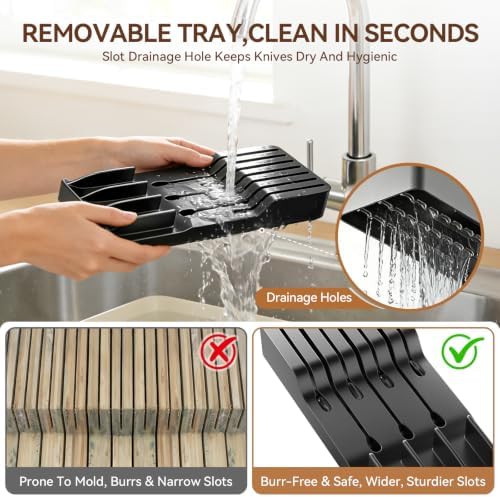 MAD SHARK 8 PCS Drawer Knife Set with Organizer, Kitchen Knife Block Sets