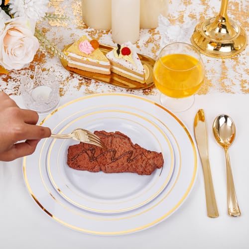 I00000 60 Pcs Gold Plastic Plates, Premium Disposable Gold Plates