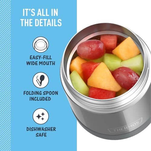 THERMOS FUNTAINER Kids Food Jar with Spoon, 10oz, Gray