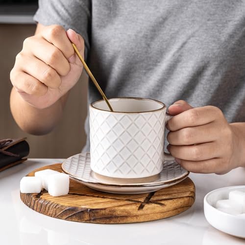 GBhome 6 OZ Stackable Coffee Mugs Set of 4, Ceramic Coffee Cups Set