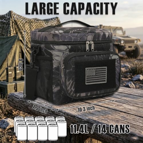 FlowFly Tactical Lunch Bag Large Insulated Lunch Box Cooler Tote for Men, Women with MOLLE/PALS Webbing(Typhon, Medium)