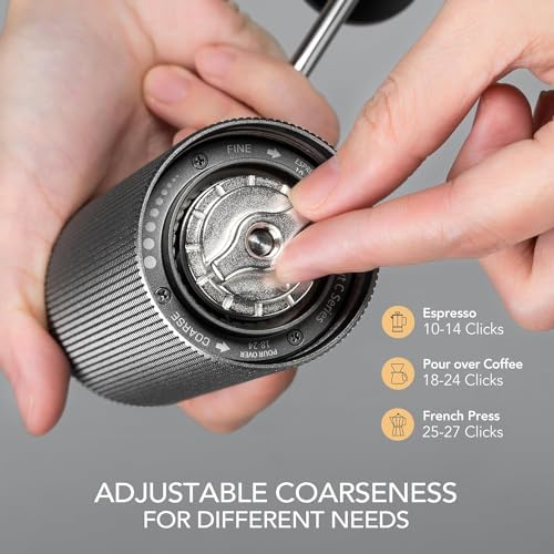 TIMEMORE Chestnut C2 Manual Coffee Grinder Capacity 25g with CNC Stainless Steel Tapered Burr - Internal Adjustable Setting, Double Bearing Positioning, French Press Coffee for Hand Grinder Gift