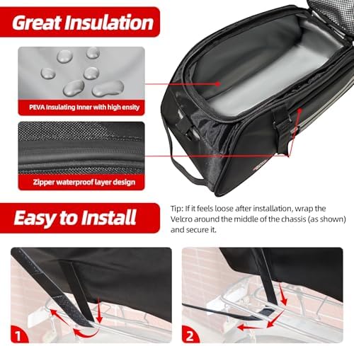 Rear Bike Rack Bag, 13L Insulated Cooler Ebike Keeps Hot & Cold