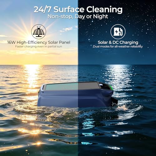 KAVANO Solar Pool Skimmer Robot, Robotic Pool Surface Cleaner with App Control, Automatic Floating Pool Skimmer for Inground and Above Ground Pools