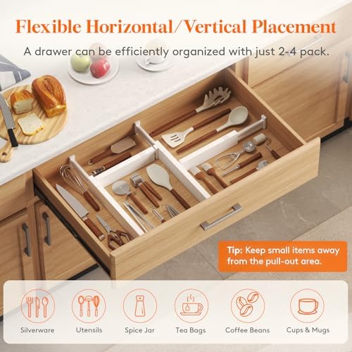 Lifewit 2.36" Upgrade Kitchen Drawer Dividers, Adjustable Drawer Organizer