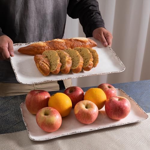 Farmhouse Rustic large Melamine Serving Platters Set of 2, 17"x10"