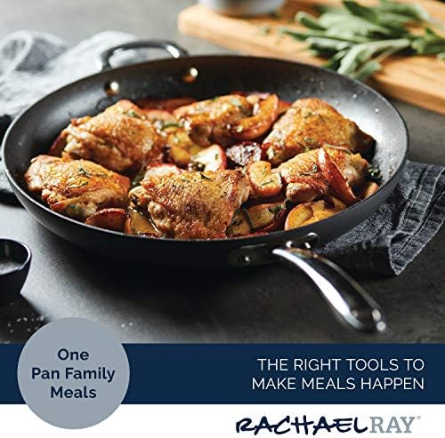 Rachael Ray 80089 Professional Hard Anodized Nonstick Frying/Fry Pan/Skillet with Helper Handle, 14 Inch - Gray