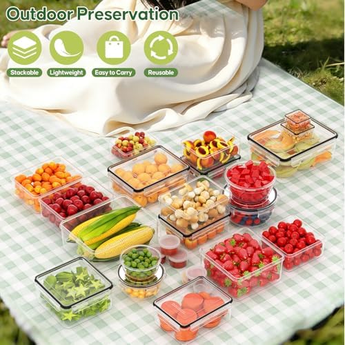62 PCS Large Food Storage Containers with Lids Airtight Reusable Plastic