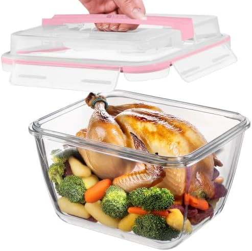 Razab 17 Cups / 132 Oz / 3900ml Large Glass Food Storage Containers with Lids - Leakproof, BPA-Free Large Meal Prep Container Ideal for Roasting Turkey, Store Leftover - Microwave & Oven Safe