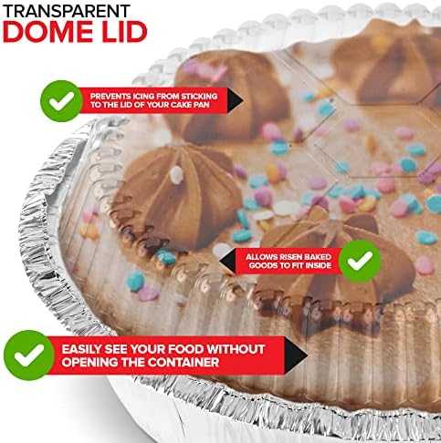 Stock Your Home 9" Round Aluminum Foil Pans with Lids (40 Pack) Pie Tins Disposable 9 Inch with Lid, To-Go Containers for Pies, Cheesecake, Cinnamon Rolls, Flan, 2" Deep Dish Cake Pan for Holidays