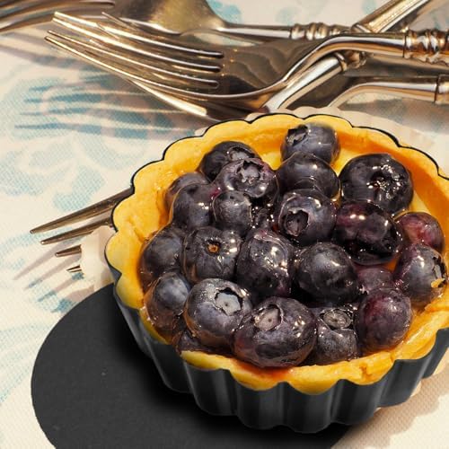 6 Pack Mini Tart Pans 4 Inch with Removable Bottom Round Non-stick Deep Quiche Pan, Heavy Duty Fluted Side for Pies, Egg Tart Molds for Baking, Mousse Cakes, Fruit and Desserts (4 Inch 6pcs)